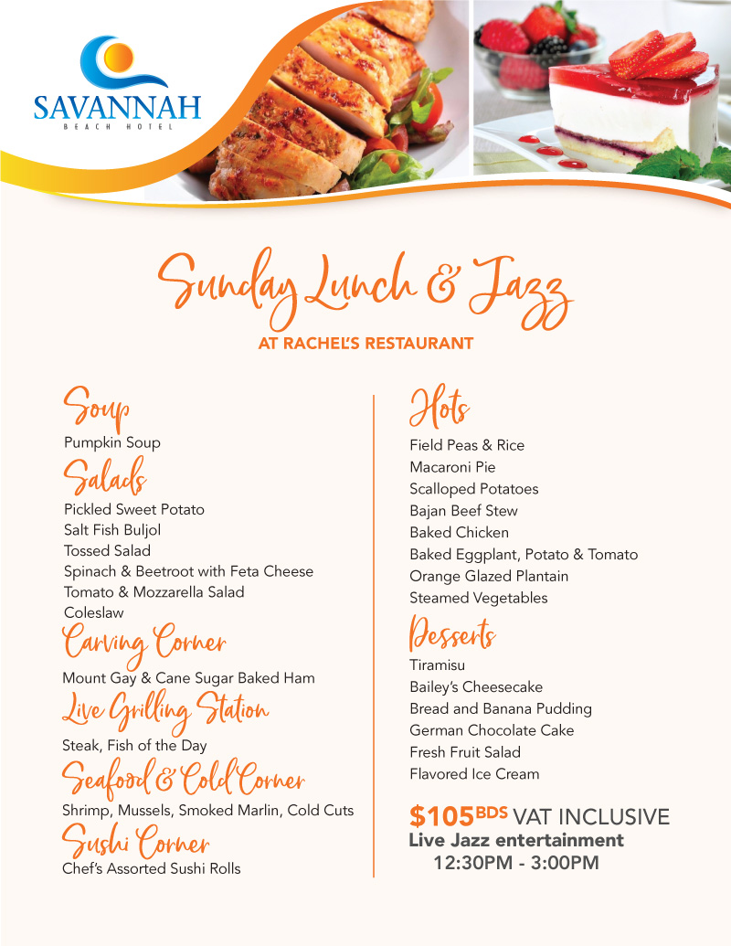 2019 SAV SUNDAY LUNCH MENU